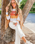 Poppy Stripe Long Sleeve Round Neck Sweater