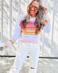 Poppy Stripe Long Sleeve Round Neck Sweater
