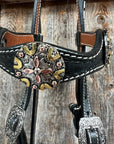 Black Basketweave Copper - Antique Silver Browband Tack Set