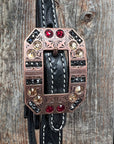 Black Floral Ruby - Champagne Browband / Breastcollar Tack Set