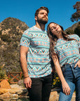 Men's Cotton White Aztec Print T-shirt