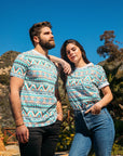 Men's Cotton White Aztec Print T-shirt