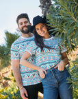 Men's Cotton White Aztec Print T-shirt