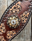 Flower Power Black - Champagne Browband/One Ear Headstall & Breastcollar Tack Set