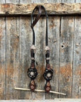Flower Power Black - Champagne Browband/One Ear Headstall & Breastcollar Tack Set
