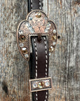 Flower Power Black - Champagne Browband/One Ear Headstall & Breastcollar Tack Set
