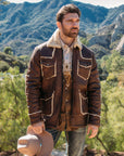 Men's Light Gray Suede Jacket w/ Faux Shearling-lined