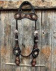 Flower Power Black - Champagne Browband/One Ear Headstall & Breastcollar Tack Set