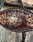 Flower Power Black - Champagne Browband/One Ear Headstall & Breastcollar Tack Set