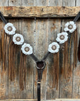 Dark Oil Basketweave Champagne - Clear Browband/One Ear Tack Set