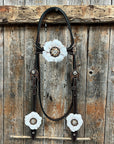 Dark Oil Basketweave Champagne - Clear Browband/One Ear Tack Set