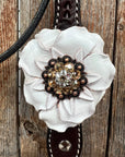 Dark Oil Basketweave Champagne - Clear Browband/One Ear Tack Set