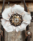 Dark Oil Basketweave Champagne - Clear Browband/One Ear Tack Set