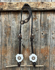 Dark Oil Basketweave Champagne - Clear Browband/One Ear Tack Set