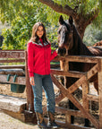 Ladies Cotton Red Embroidery Western Shirt With Suede