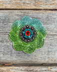 Blue and Green Flower Rhinestone Rosette - Assorted Conchos