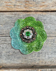 Blue and Green Flower Rhinestone Rosette - Assorted Conchos