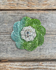 Blue and Green Flower Rhinestone Rosette - Assorted Conchos