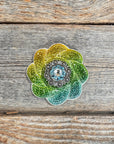 Triple Color Flower Rhinestone Rosette - Assorted Conchos