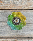 Triple Color Flower Rhinestone Rosette - Assorted Conchos