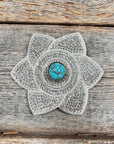 White Pointed Flower Rhinestone Rosette - Assorted Conchos