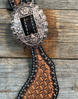 Copper Dot Honeycomb Floral Spur Straps - Copper Flower