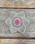 White Pointed Flower Rhinestone Rosette - Assorted Conchos