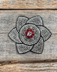 Black Pointed Flower Rhinestone Rosette - Assorted Conchos