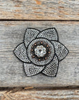 Black Pointed Flower Rhinestone Rosette - Assorted Conchos