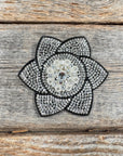 Black Pointed Flower Rhinestone Rosette - Assorted Conchos
