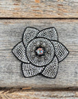 Black Pointed Flower Rhinestone Rosette - Assorted Conchos