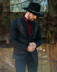 Men's Double Button Rhinestone Black Blazer