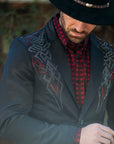 Men's Double Button Rhinestone Black Blazer