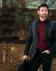 Men's Double Button Rhinestone Black Blazer