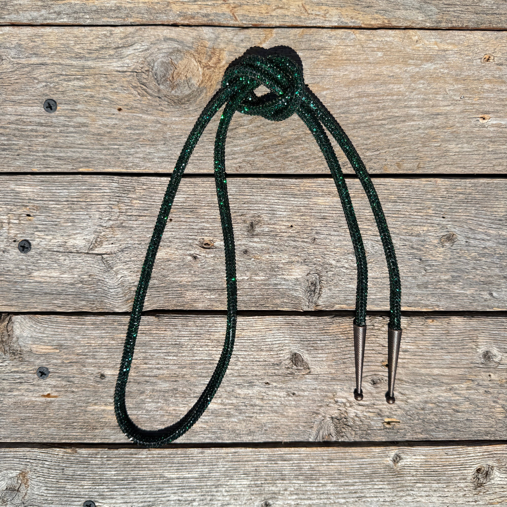 Emerald Rhinestone Western Bolo Tie