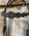 Floral Scalloped Dark Oil Browband Headstall / Bridle