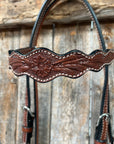 Floral Scalloped Medium Oil Browband Headstall / Bridle