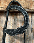 Basketweave Black One Ear Headstall / Bridle