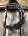 Basketweave Dark Oil One Ear Headstall / Bridle