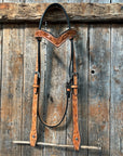 Floral V Browband Light Oil Headstall / Bridle
