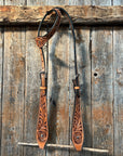 Light Oil Floral Tooled Buckaroo Style One Ear Headstall / Bridle