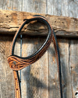 Light Oil Floral Tooled Buckaroo Style One Ear Headstall / Bridle
