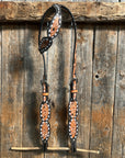 Floral Tooled Buckstitch One Ear Headstall / Bridle
