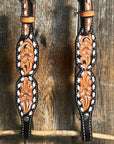 Floral Tooled Buckstitch One Ear Headstall / Bridle