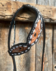 Floral Tooled Buckstitch One Ear Headstall / Bridle
