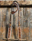 Light Oil Floral Tooled with White Whipstitch One Ear Headstall / Bridle