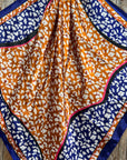 35X35" Blue and Orange Leopard Wild Rag / Scarf WR1013