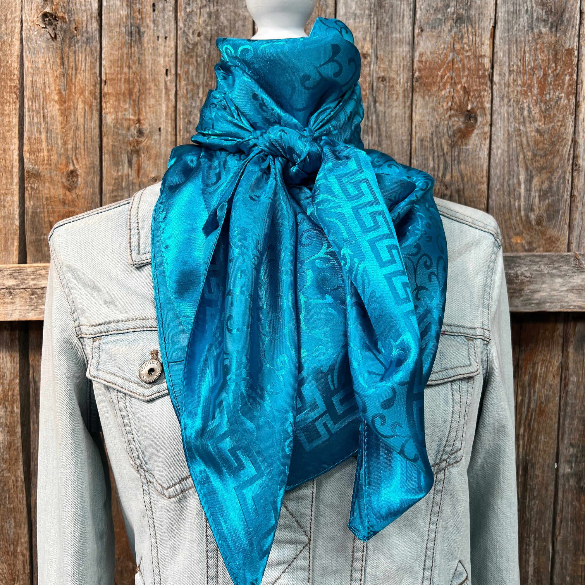42X42"  Teal Jacquard XL Wild Rag / Scarf WR4200