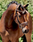 The Catalonia Metallic Bronze Leather Snaffle Bridle with Removable Flash