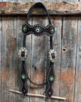 Dark Oil Honeycomb Copper Dot Copper and Fern Browband / Breastcollar Tack Set